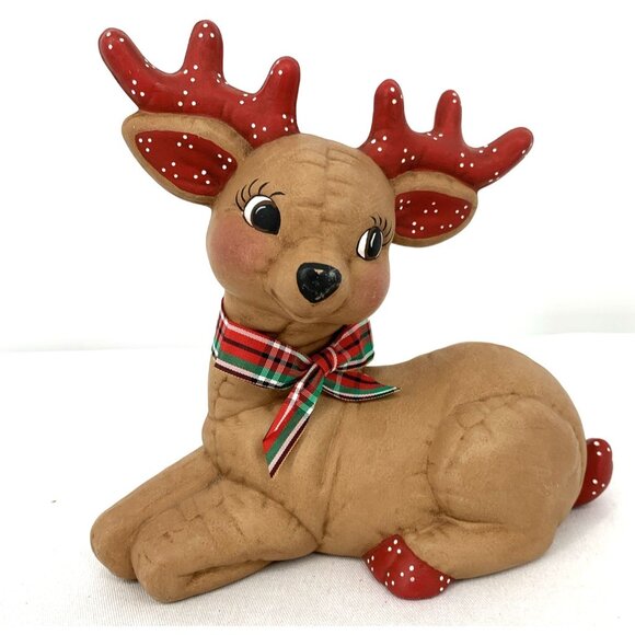 Kimple Deer Reindeer Red Brown Hand Painted Hand Painted 8" long Vintage - Picture 1 of 7